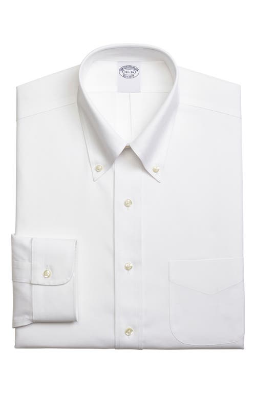 Brooks Brothers Solid Non-iron Regular Fit Dress Shirt In Solid White