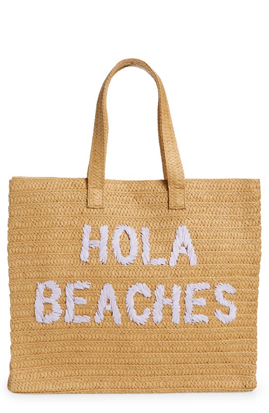 Btb Los Angeles Hola Beaches Straw Tote In Sand Lavender