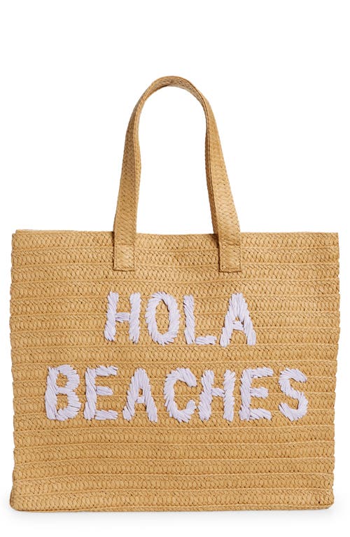 btb Los Angeles Hola Beaches Straw Tote in Sand Lavender