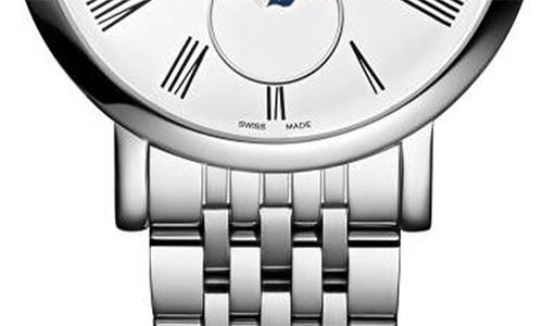 Longines Women's Swiss Elegant Moonphase Stainless Steel Bracelet Watch 30mm In White