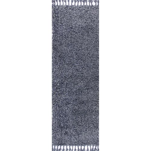 Jonathan Y Mercer Shag Plush Tassel Area Rug In Denim Blue