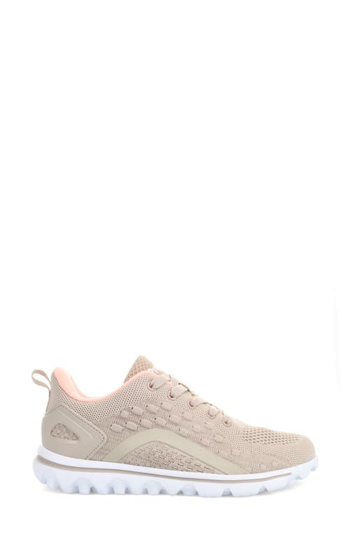 Shop Propét Travelactiv Axial Lace-up Sneaker In Taupe/peach Fabric