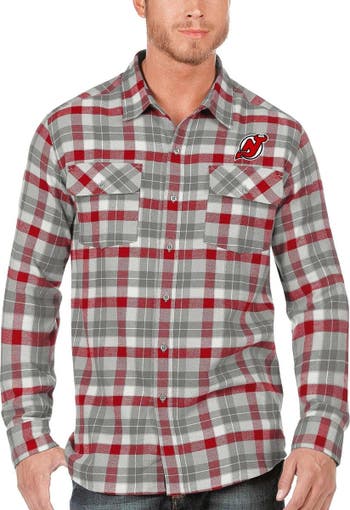 Women's Antigua Red/Gray Kansas City Chiefs Ease Flannel Button-Up