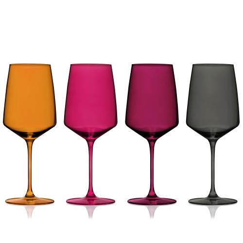 Viski Reserve Nouveau Crystal Wine Glasses Set Of 4 In Sunset