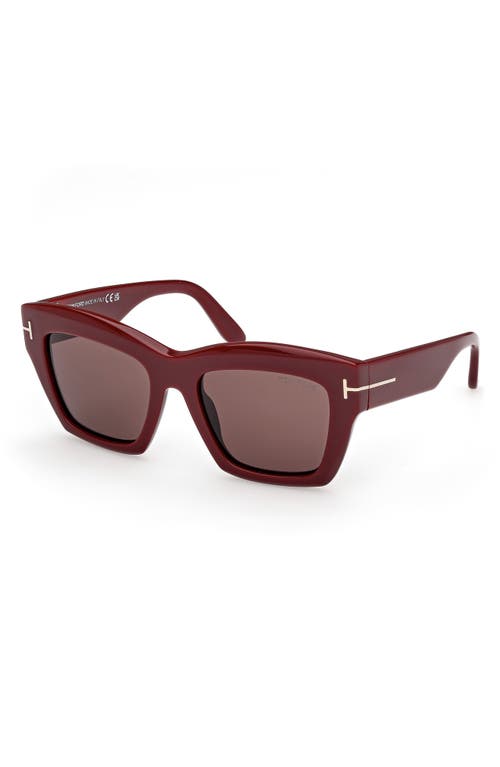 Shop Tom Ford Luna 52mm Butterfly Sunglasses In Shiny Solid Bordeaux/brown