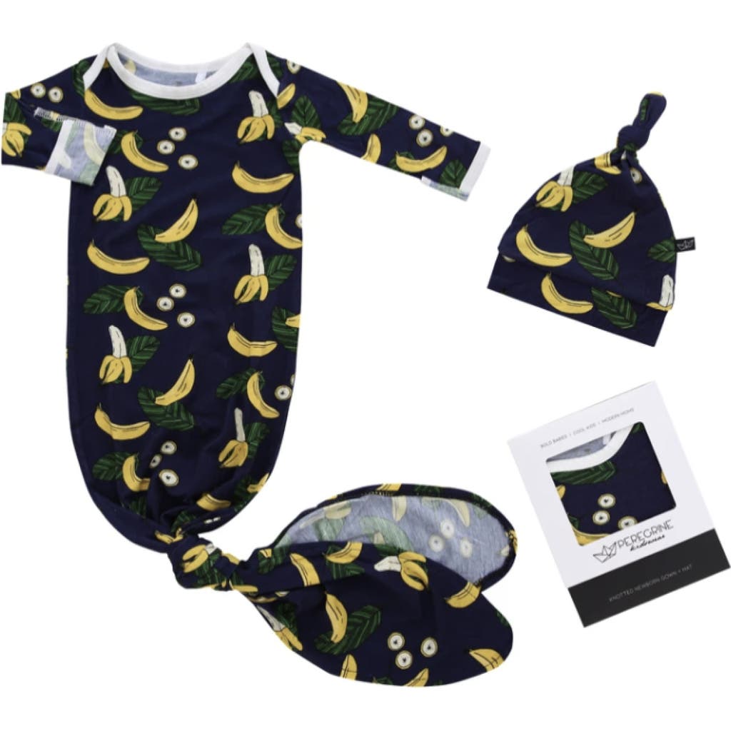 Peregrinewear Babies' Peregrine Kidswear Go Bananas Knotted Gown & Hat Set In Blue