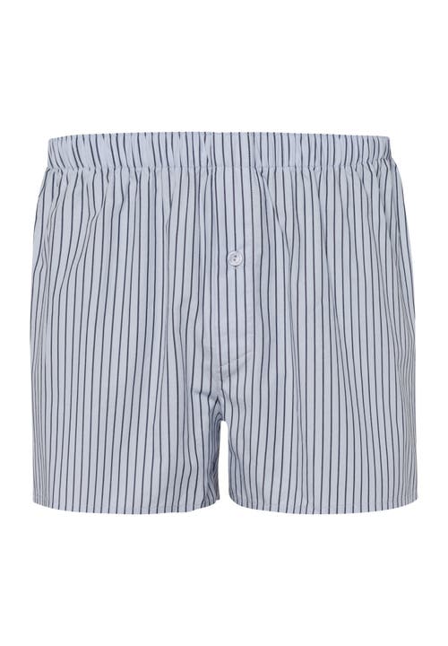 Hanro Fancy Woven Boxer In Light Grey Stripe