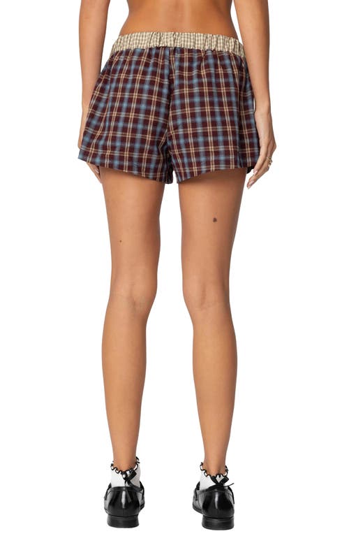 Shop Edikted Mix Plaid Cotton Boxer Shorts