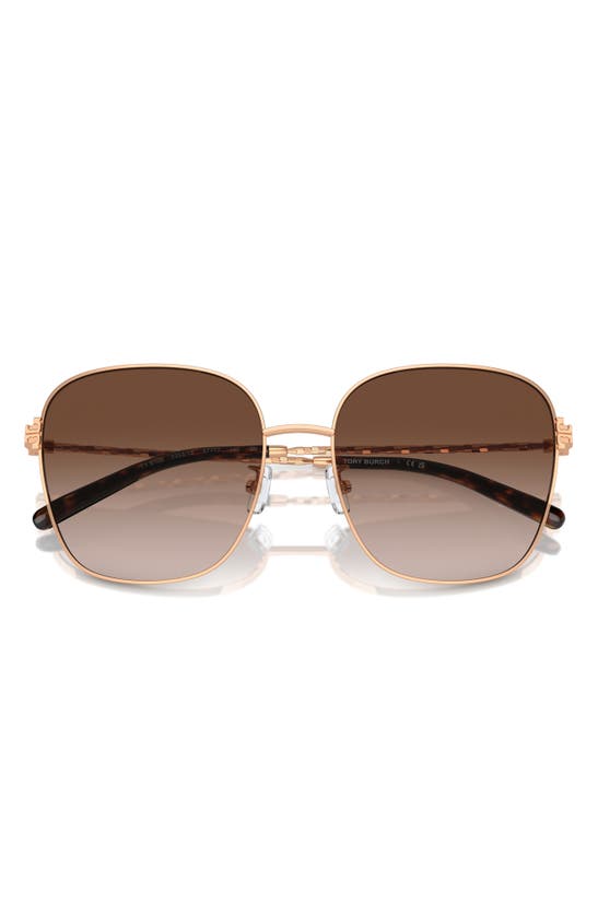 Shop Tory Burch 57mm Gradient Square Sunglasses In Rose Gold