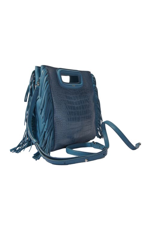 Shop Maje Mock Croc M Bag In Blue/grey