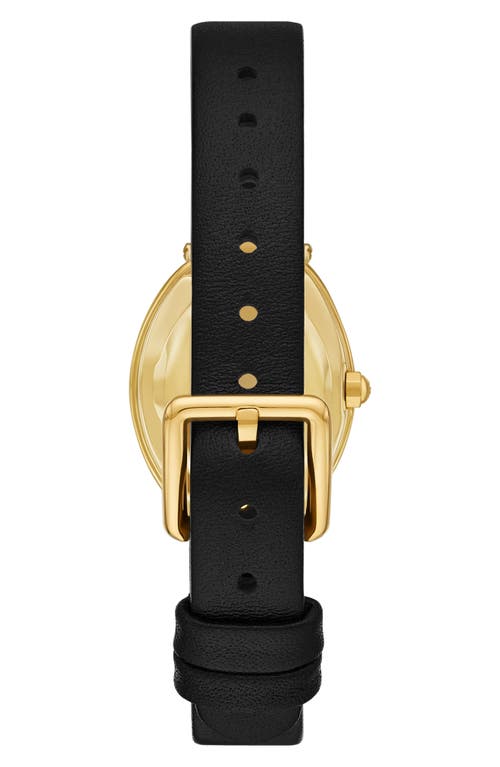 Shop Tory Burch The Oval Leather Strap Watch, 22mm X 28mm In Black