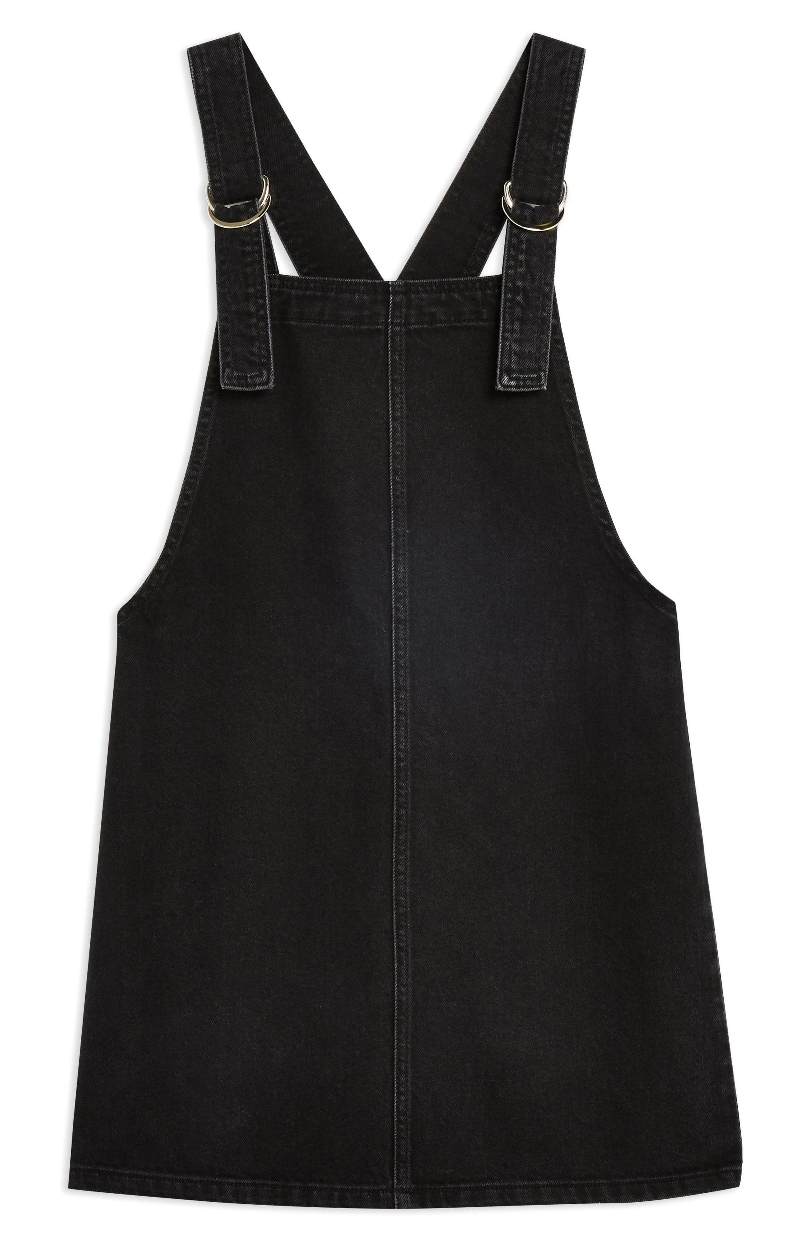 topshop black denim pinafore dress
