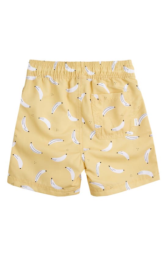Shop Petit Lem Kids' Banana Print Swim Trunks In Yellow