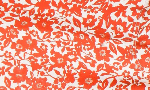 Max Studio Floral Placket Midi Dress In Orange/cream Floral