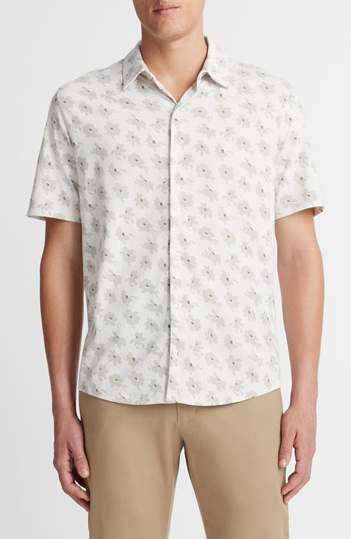 Vince Abstract Daisies Short Sleeve Button-Up Shirt Alabaster/Soft Clay at Nordstrom,