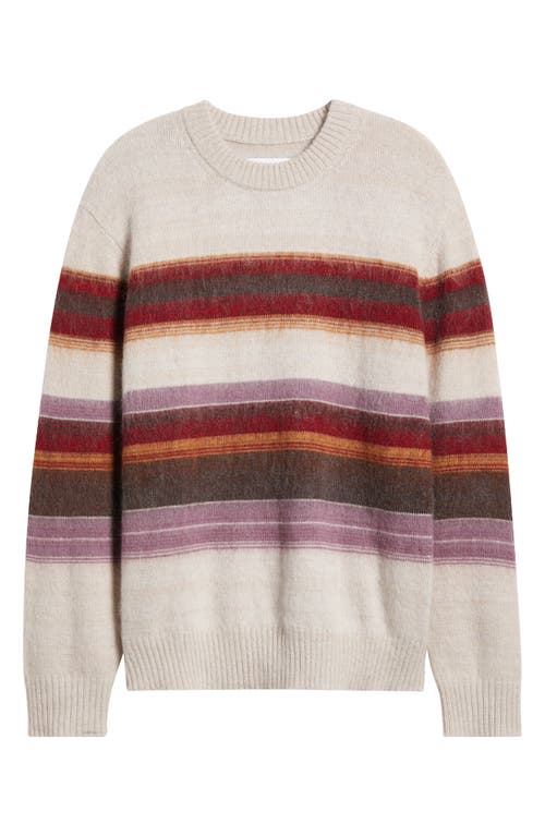 Shop Wax London Wilde Stripe Wool & Mohair Crewneck Sweater In Oatmeal Multi