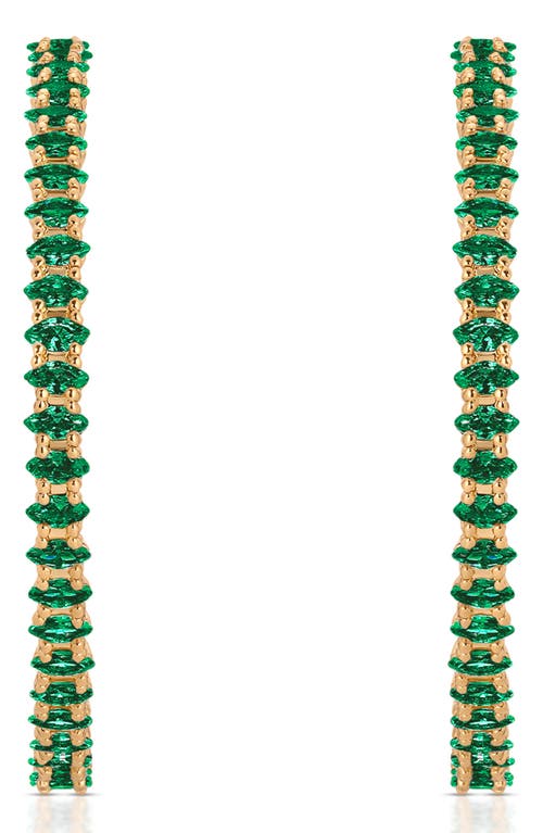 Ettika Dainty Marquise Cubic Zirconia Hoop Earrings In Green