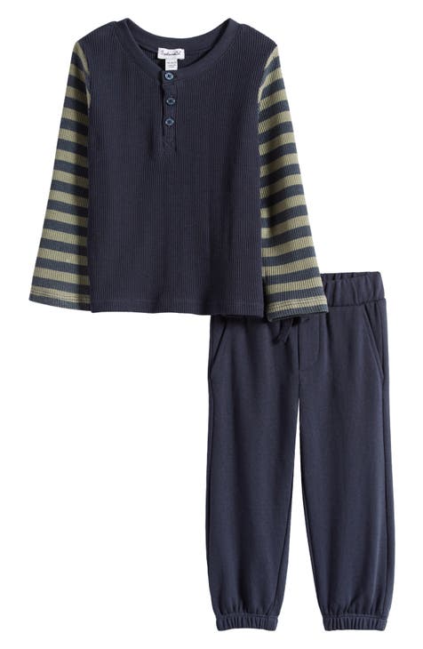 Dylan Stripe Sleeve Thermal T-Shirt & Sweatpants Set (Baby)
