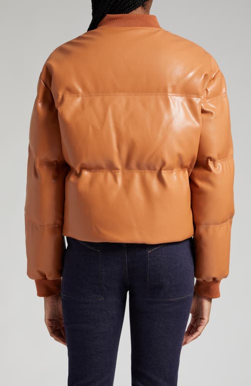 Cinq À Sept Maris Short Vegan Leather Quilted Puffer Coat In Chestnut Brown