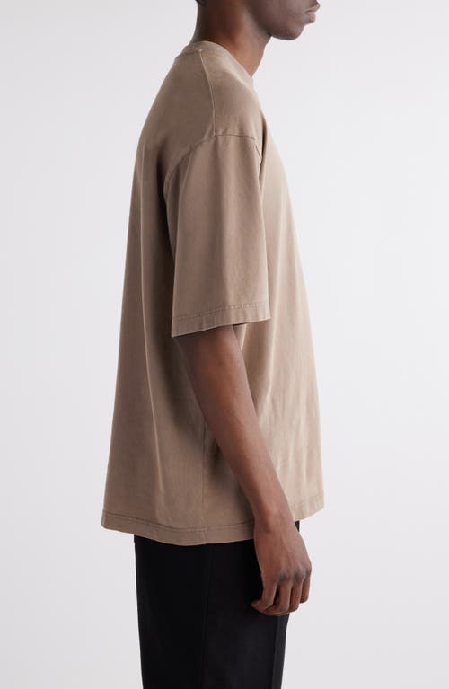 Shop Acne Studios Extorr Logo Back T-shirt In Taupe Brown