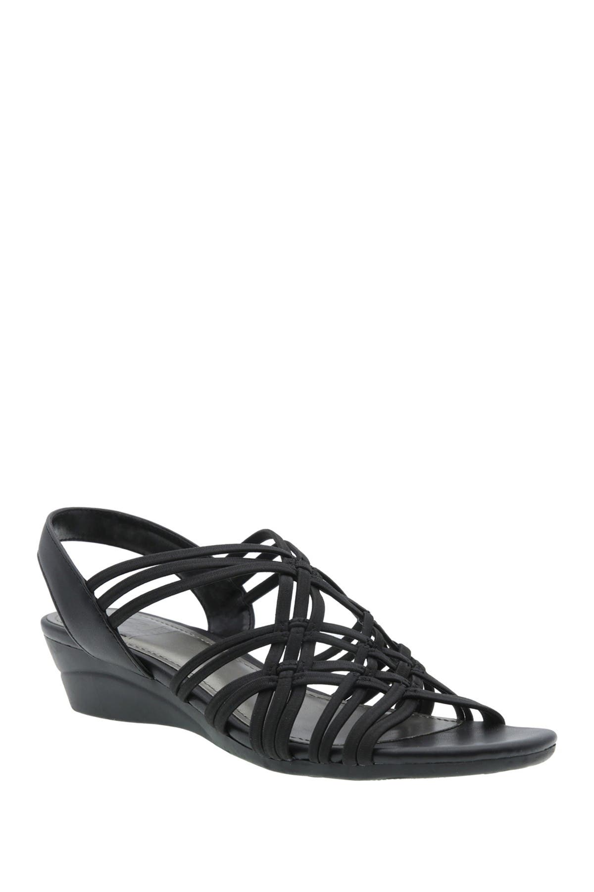 Impo Rainelle Stretch Wedge Sandal In Black Wide