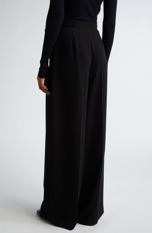 Shop Max Mara Lino Wide Leg Trousers In Black