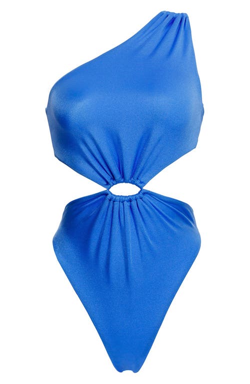 AGUA BENDITA AGUA BENDITA BLOOM AZURE ONE-SHOULDER CUTOUT ONE-PIECE SWIMSUIT