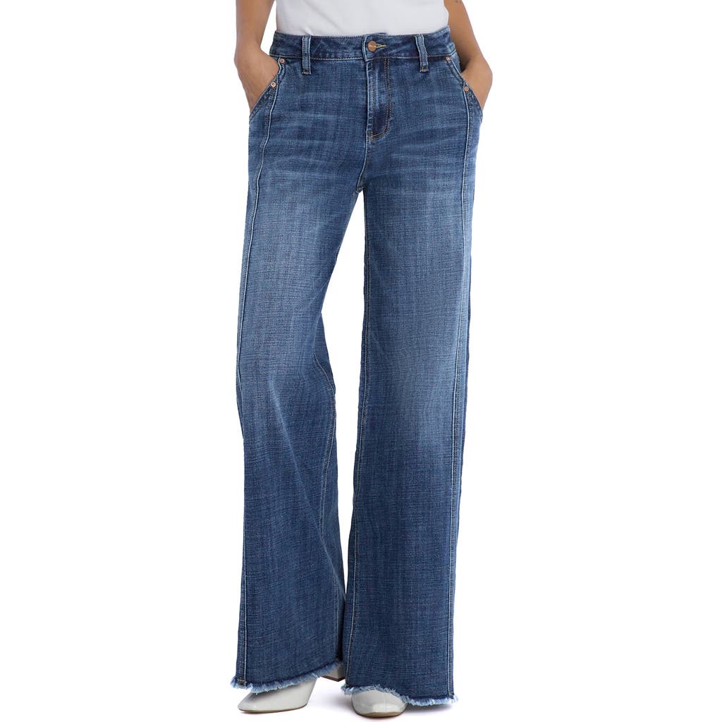 Hint Of Blu Mighty High Waist Wide Leg Jeans In Retro