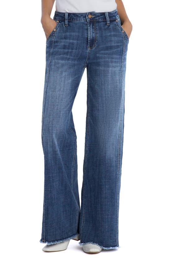 Hint Of Blu Mighty High Waist Wide Leg Jeans In Retro