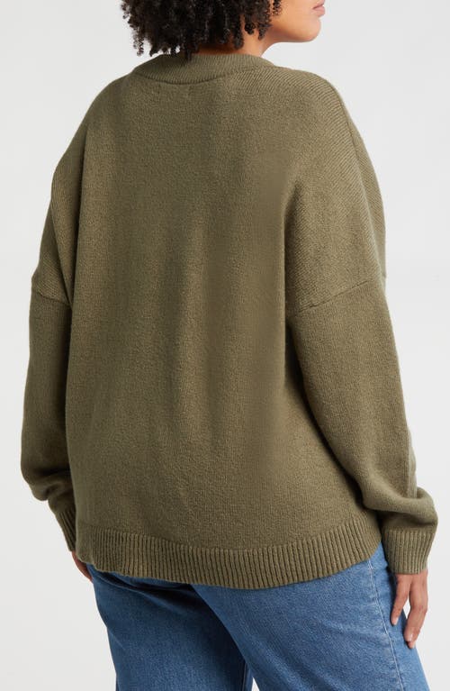 Shop Treasure & Bond Oversize V-neck Sweater In Olive Kalamata