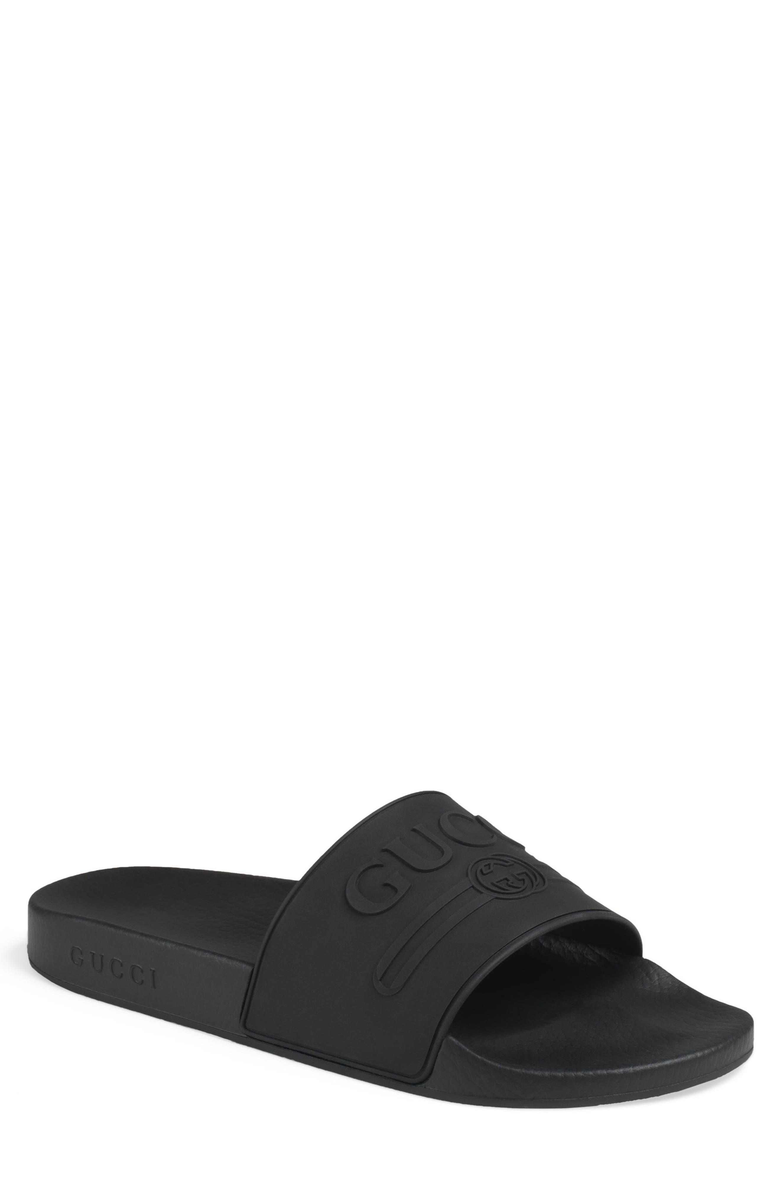 pursuit logo slide sandal gucci