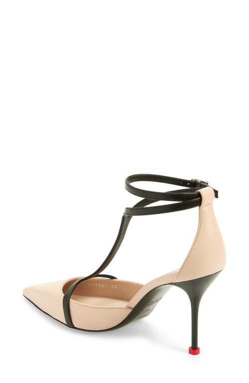 Shop Alexander Mcqueen Harness T-strap Pump In Blush/black/red