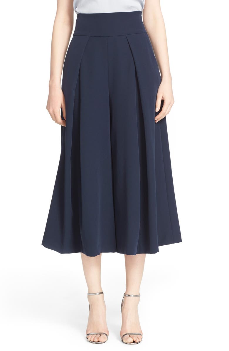 Milly Pleated Stretch Woven Culottes | Nordstrom