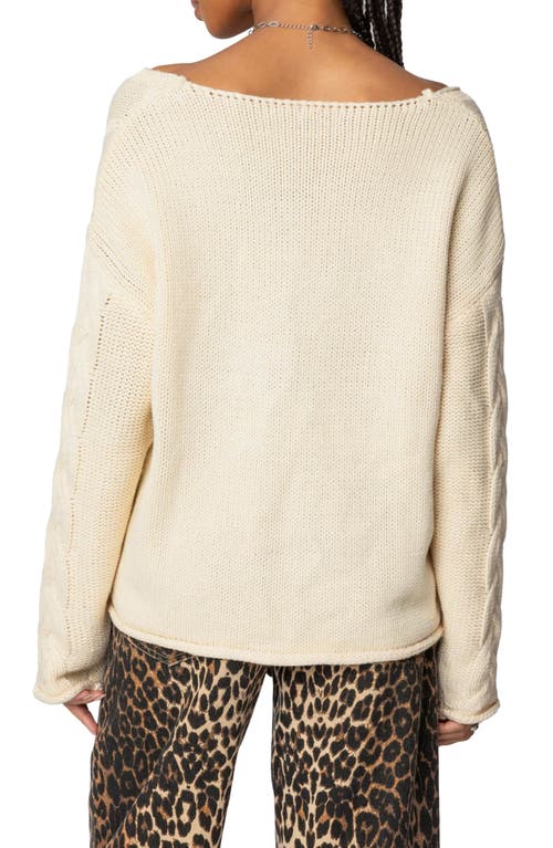 Edikted Inga Oversize Cable Stitch Sweater In Cream