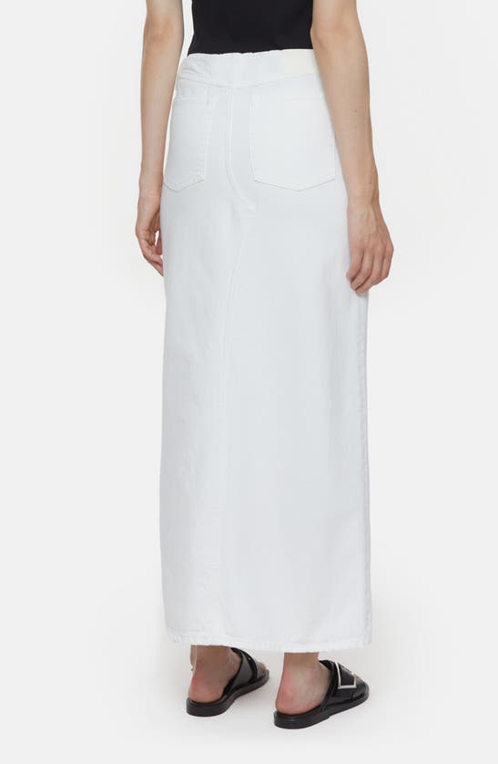 Shop Closed Front Slit Denim Midi Skirt In White