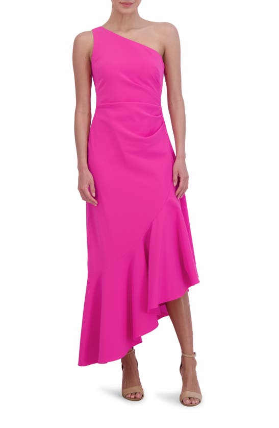 Shop Eliza J One-shoulder Midi Cocktail Dress In Pink