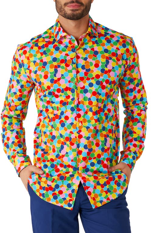 OppoSuits Confetteroni Stretch Button-Up Shirt Red/Green/Blue/Yellow Multi at Nordstrom,