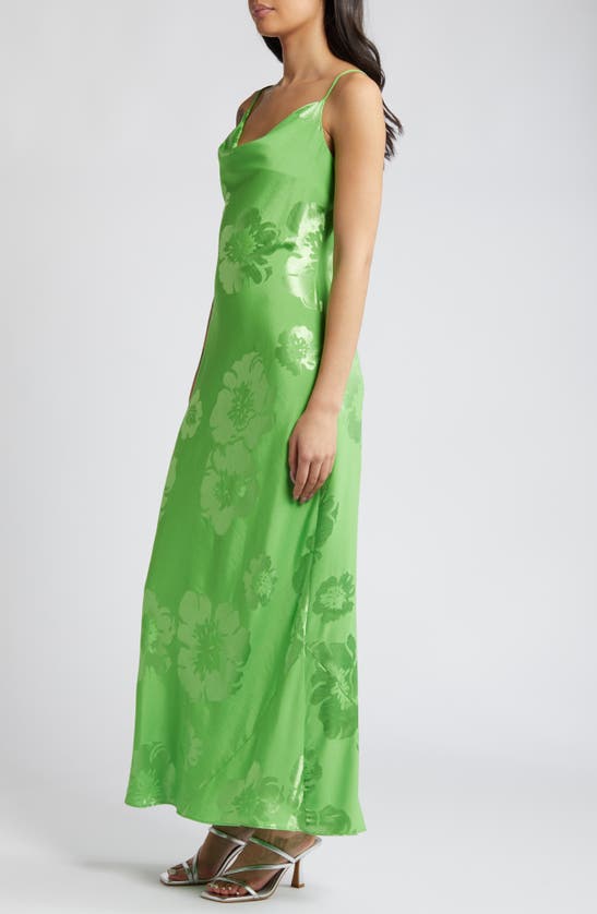 Shop Topshop Floral Jacquard Maxi Slipdress In Medium Green