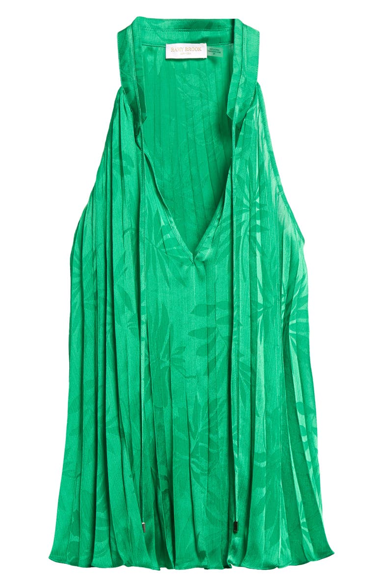 Ramy Brook Alex Pleated Sleeveless Blouse, Alternate, color, Garden Green Island