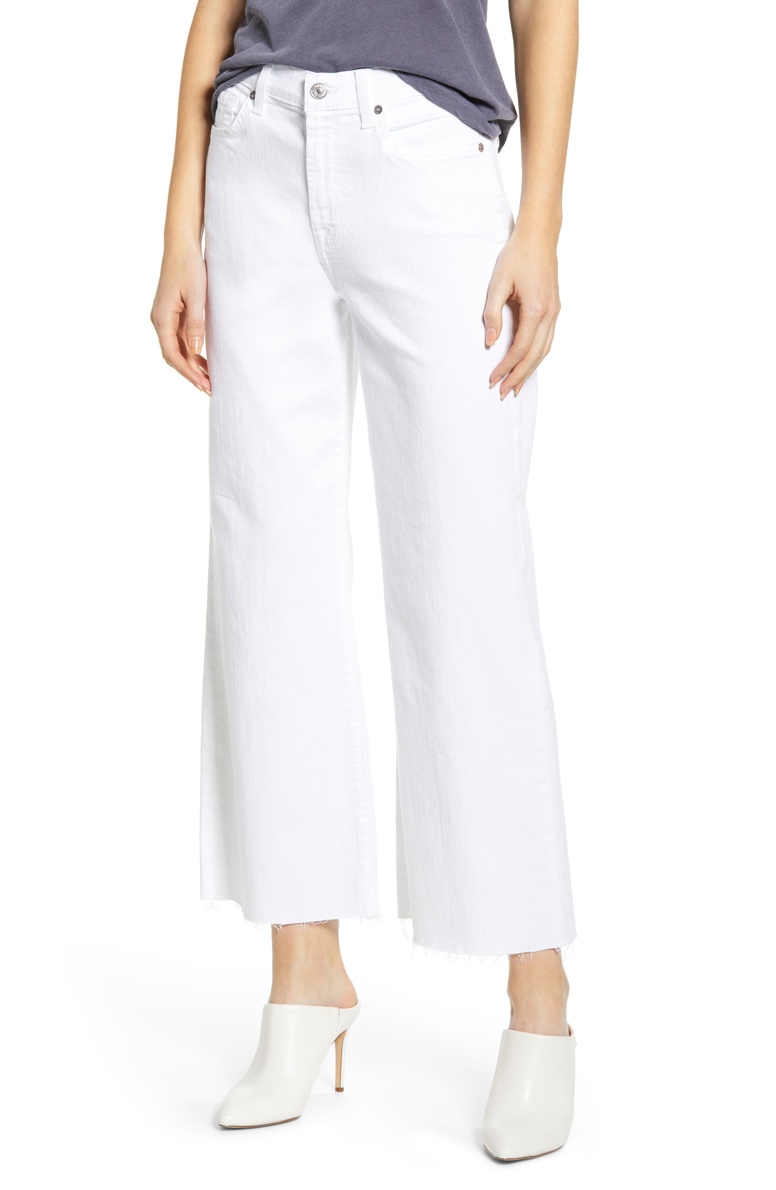 white high waisted wide leg jeans