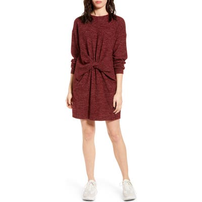 All In Favor Twist Front Long Sleeve Sweater Dress, Orange
