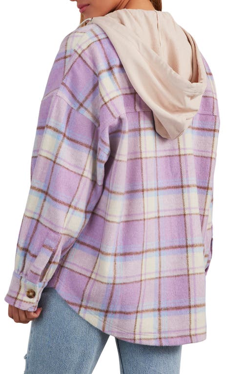 Shop Vici Collection Vaughn Plaid Hooded Shacket In Purple