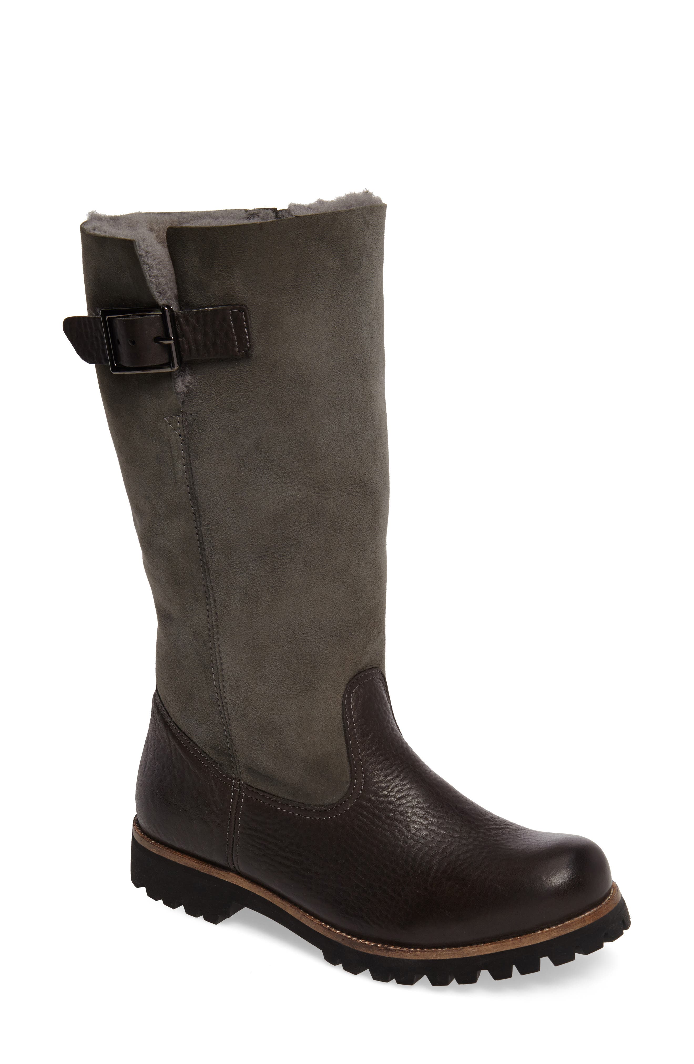 grey tall flat boots
