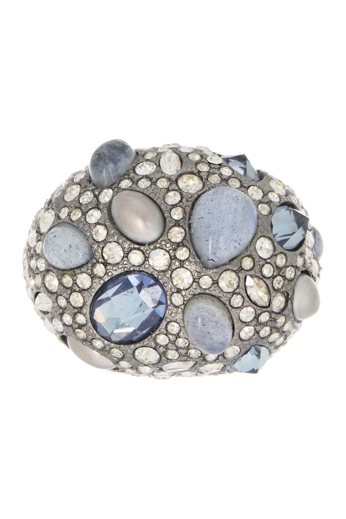Alexis Bittar Stone Cluster Pave Cocktail Ring In Ruthenium