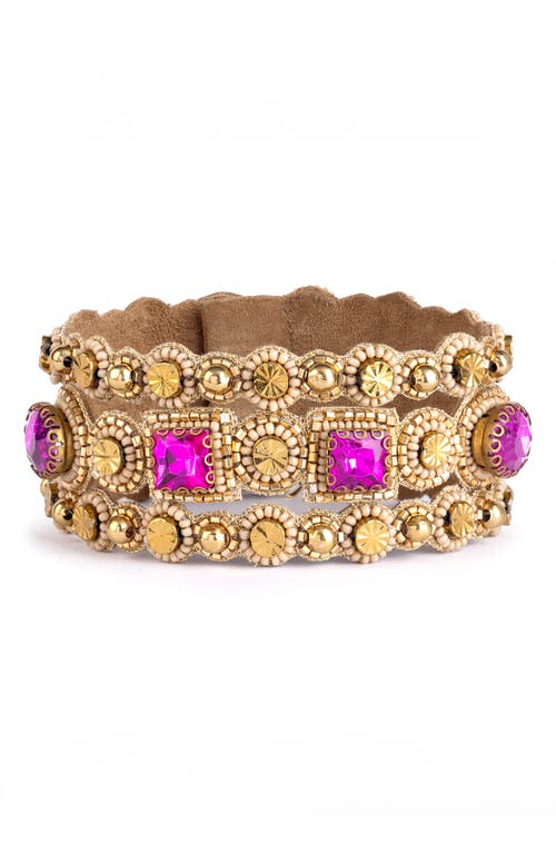 Deepa Gurnani Muriel Beaded Cuff Bracelet in Fuchsia 