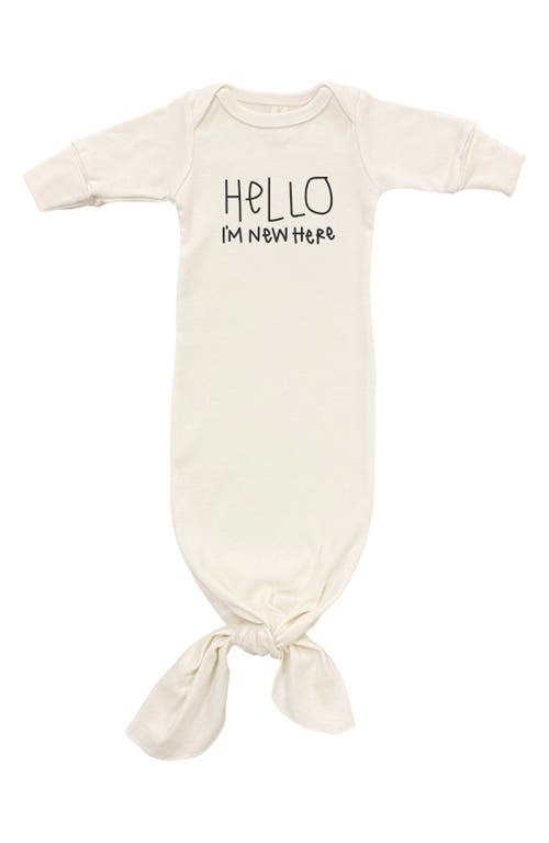 Tenth & Pine Hello I'm New Here Organic Cotton Tie Gown in Natural at Nordstrom, Size 0-3M
