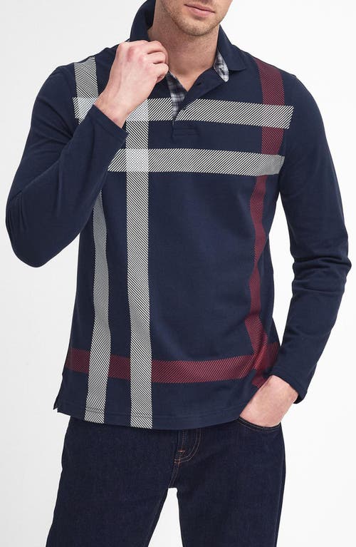 Shop Barbour Blaine Tartan Long Sleeve Polo In Dark Navy