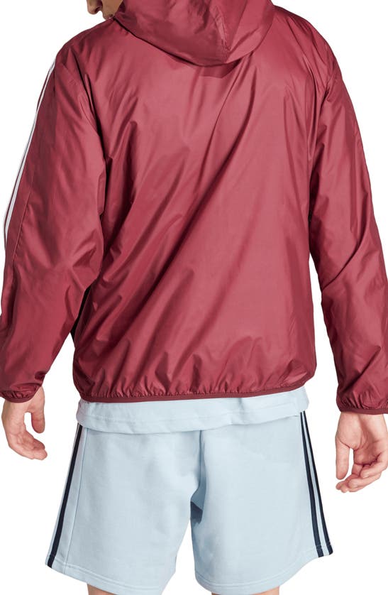 Shop Adidas Originals 3-stripes Hooded Windbreaker Jacket In Shadow Red