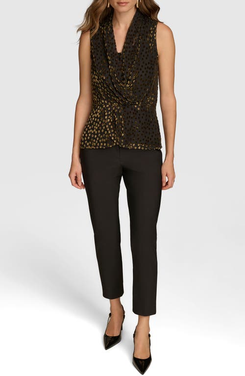 Shop Donna Karan New York Velvet Burnout Dot Sleeveless Top In Black/gold