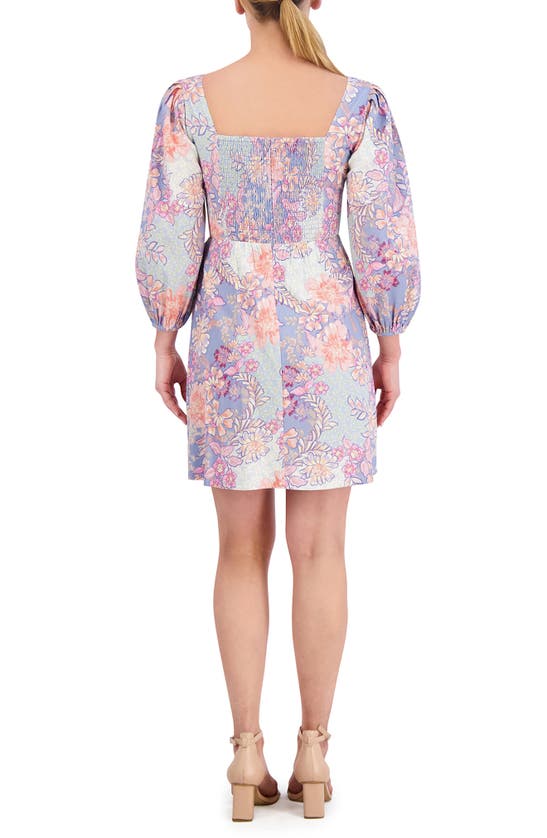 Shop Vince Camuto Floral Balloon Sleeve Minidress In Blue